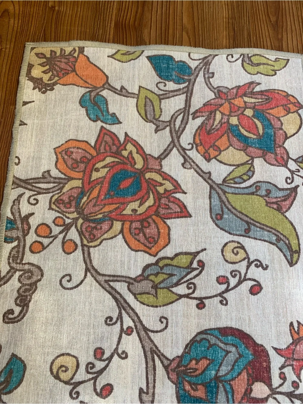 Frida Floral Natural Flatwoven Rug with Pad 3x2'